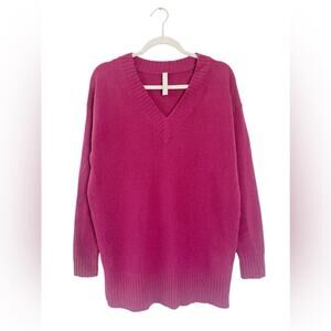 Athleta Wool Cashmere V-Neck Tunic Sweater, Mulberry Size XS